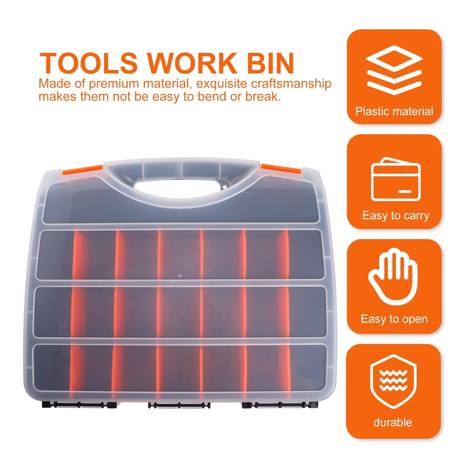 Screw Tool Organizer with Removable Dividers, Impact Resistant Storage Bins I8755