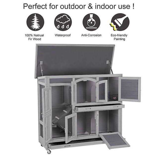 2 Story Rabbit Hutch on Wheels V766