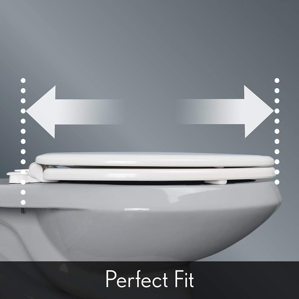 Elongated Toilet Seat with Brushed Nickel Hinges, Slow Close, Enameled Wood A75708