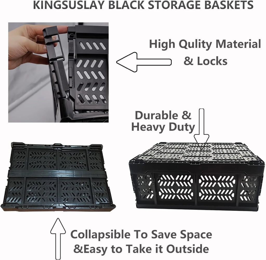Foldable Plastic Storage Crates, 20L, 4-Pack F639192
