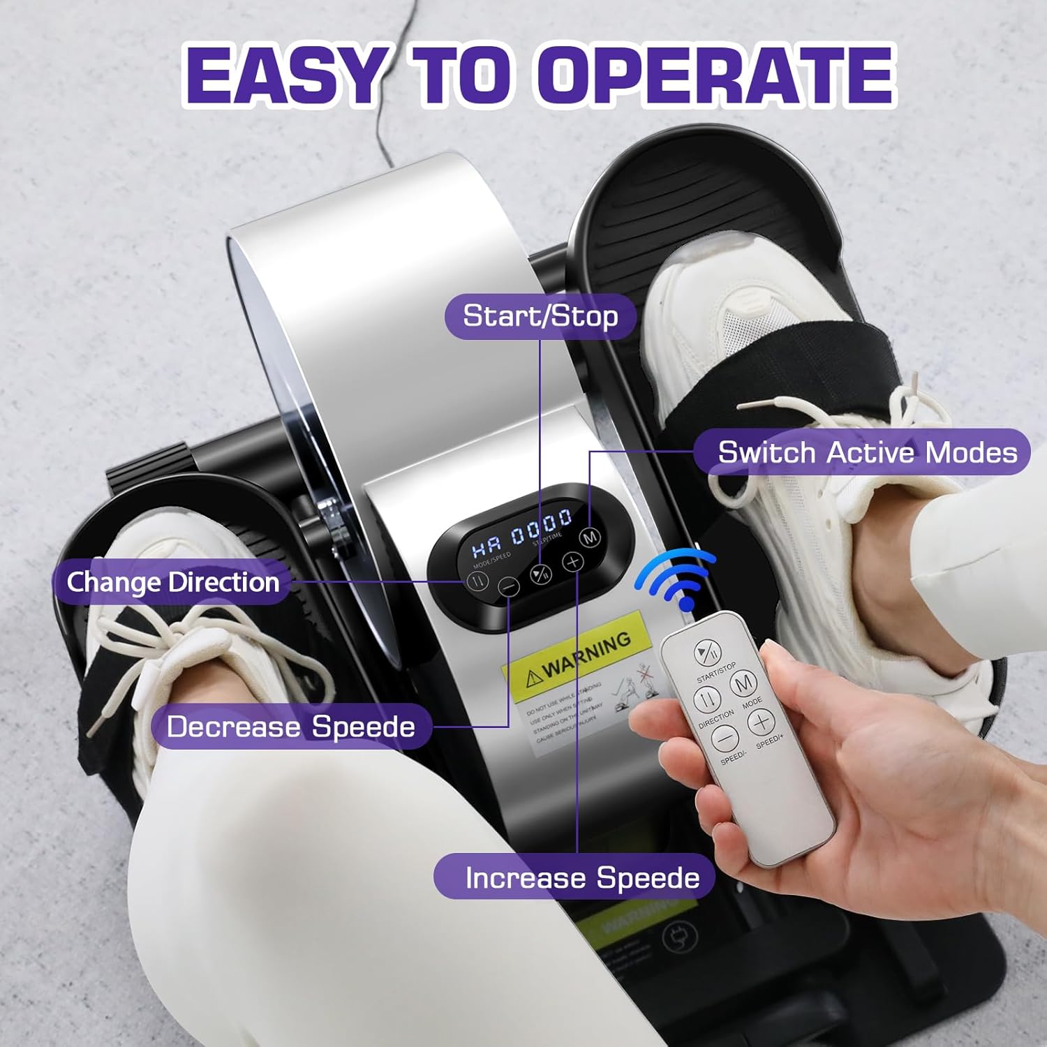 Under Desk Elliptical - Quiet Portable Leg Exerciser with Remote and App Control I90885
