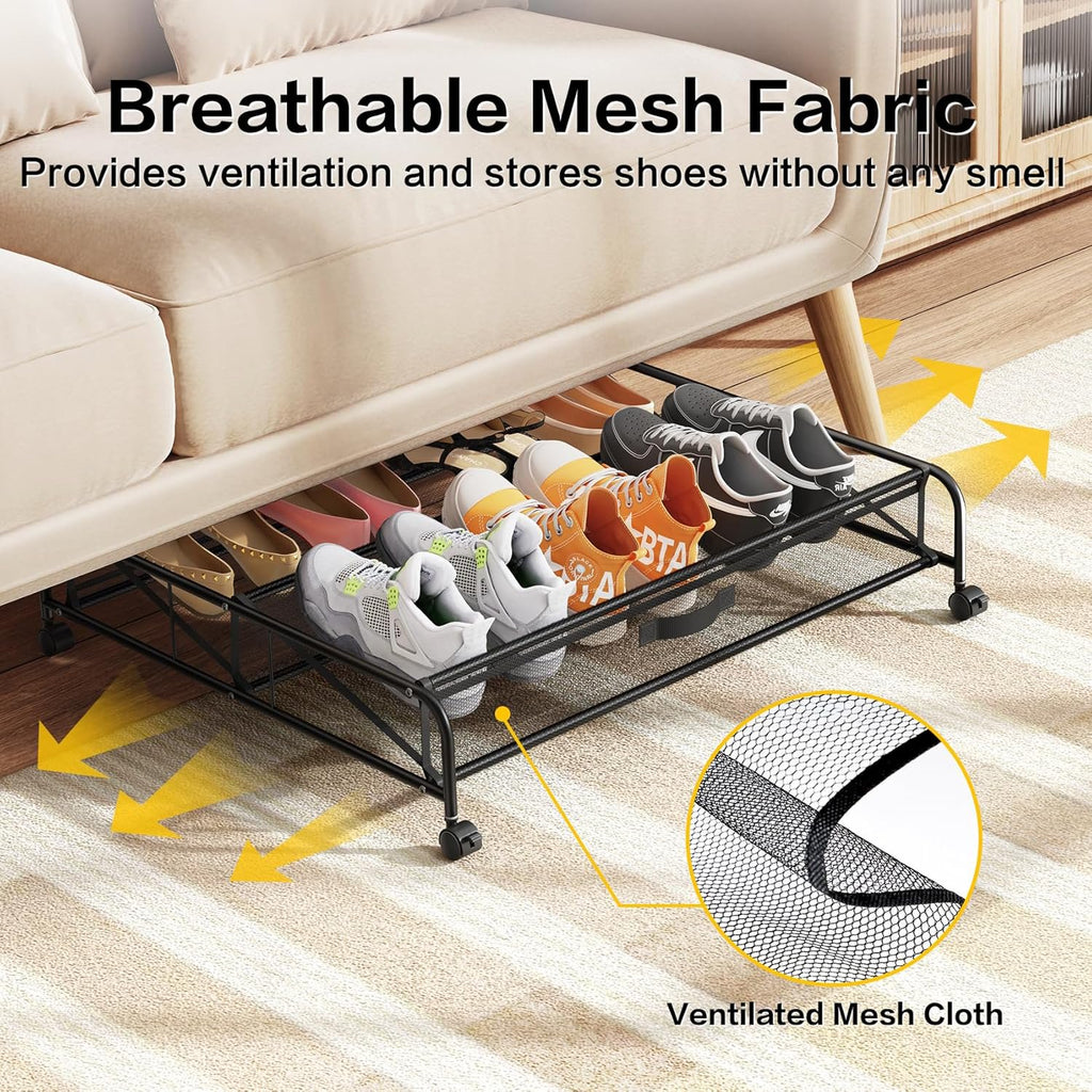 Under Bed Shoe Storage Organizer with Wheels, 2 Pack T9264