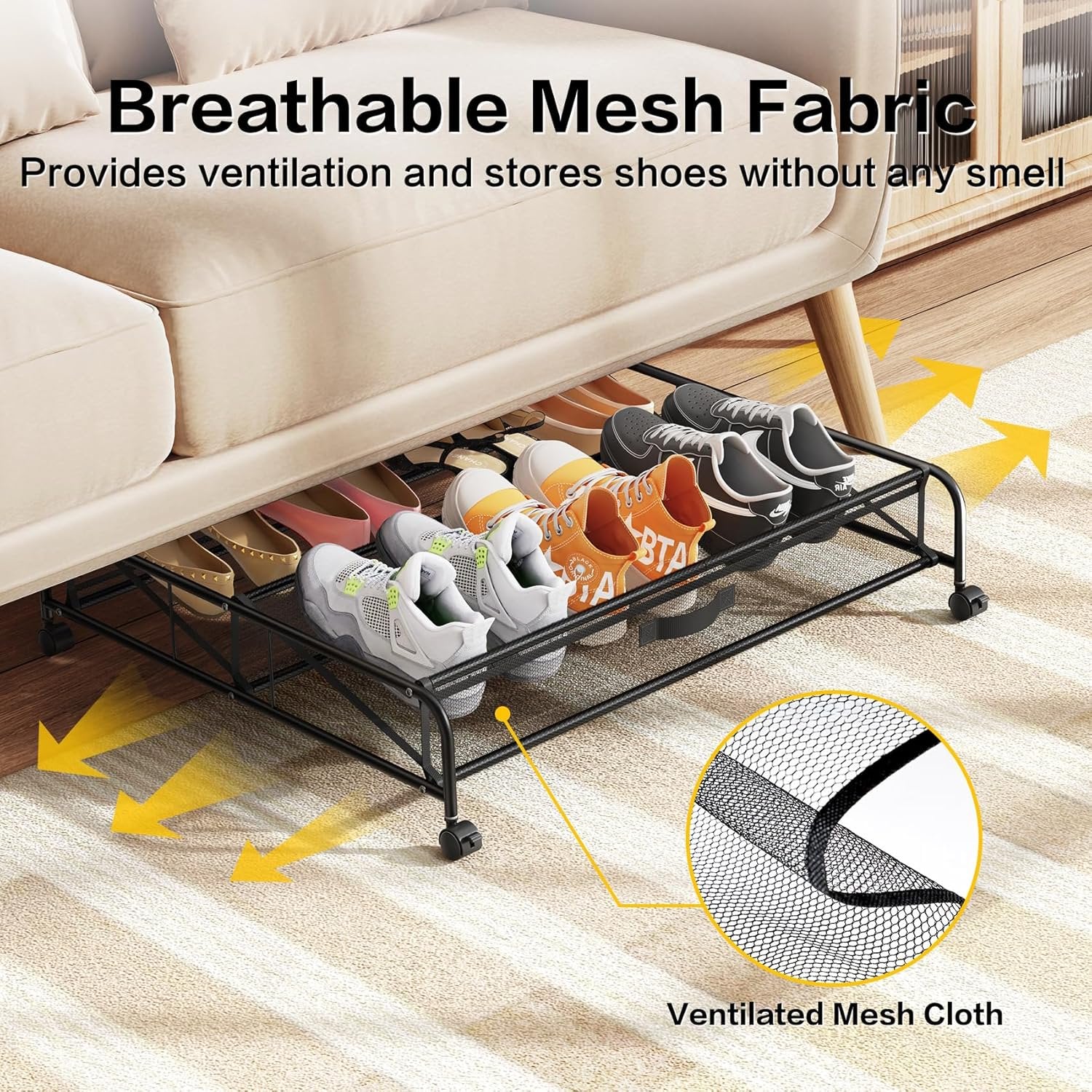 Under Bed Shoe Storage Organizer with Wheels, 2 Pack T9264
