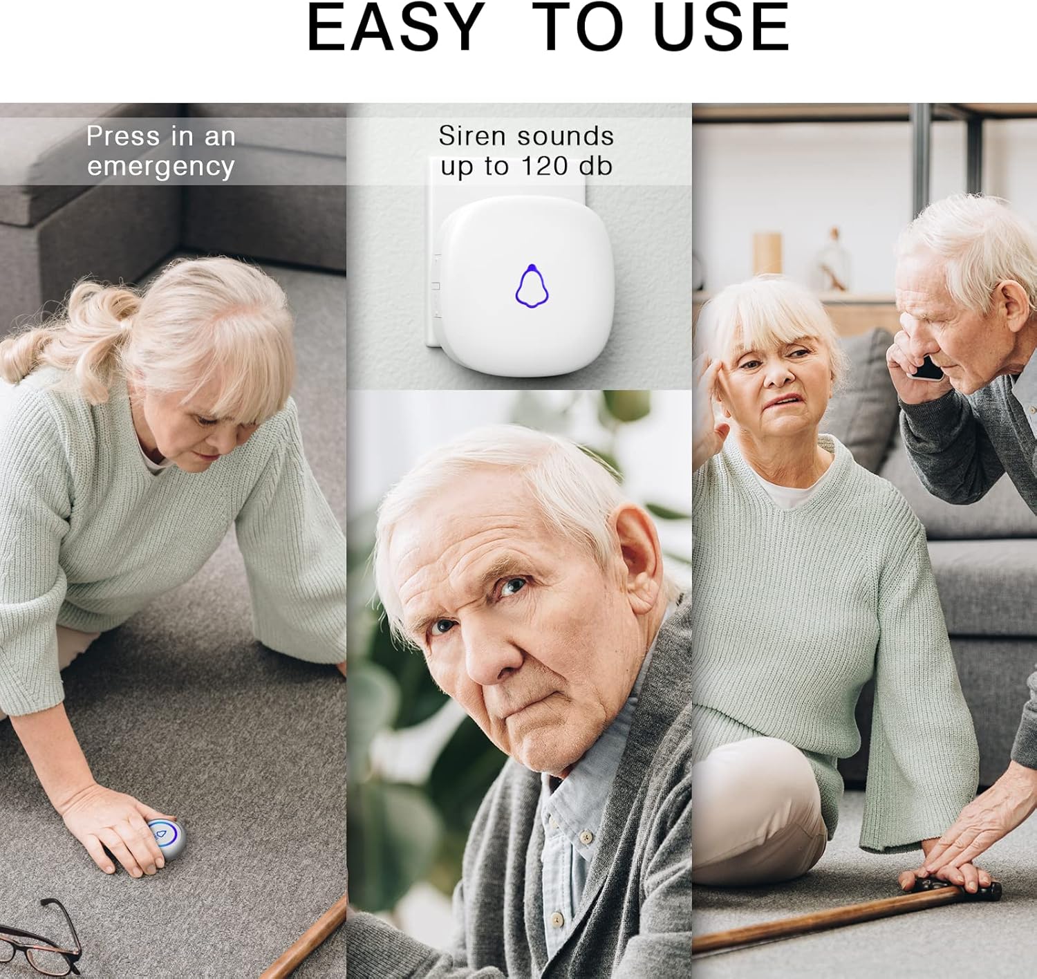 Wireless Caregiver Pager with 3 Call Buttons and 3 Receivers for Seniors J588