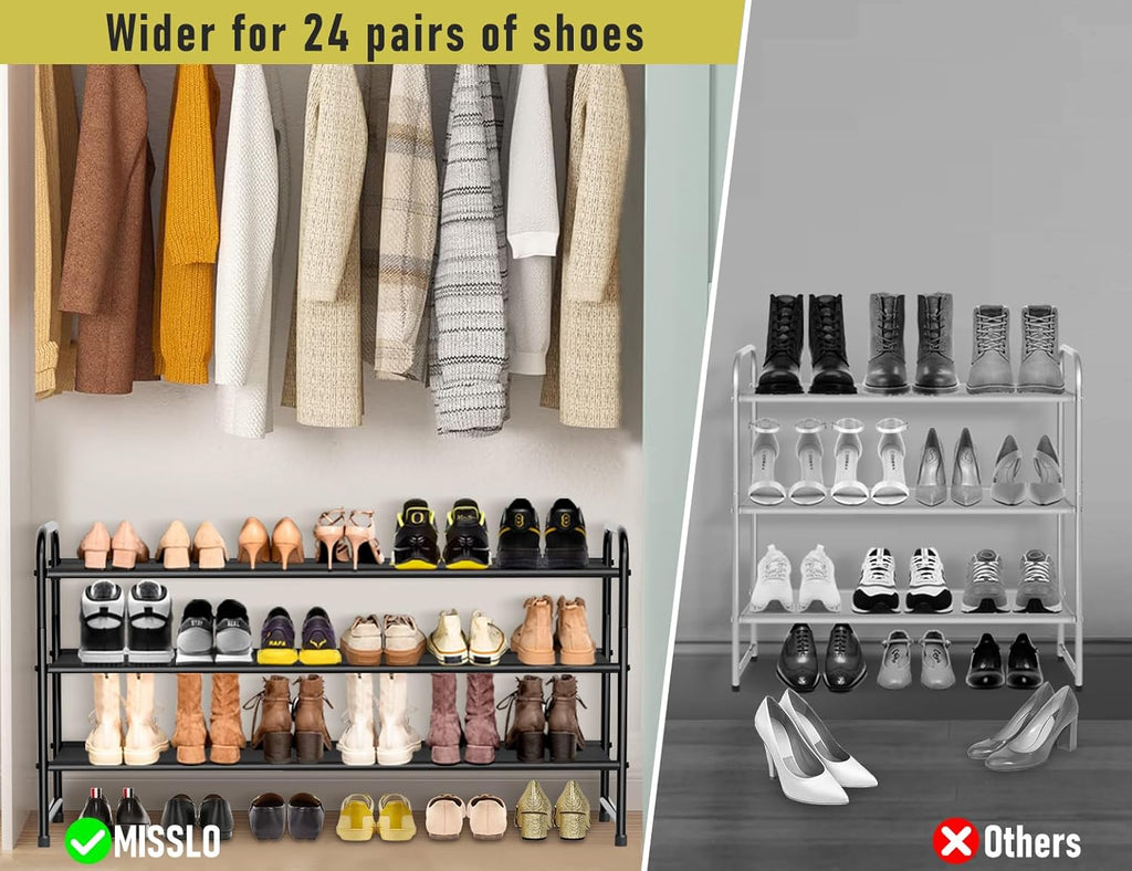 3-Tier Long Shoe Rack for Closet with 8-Shelf Hanging Organizer C3956