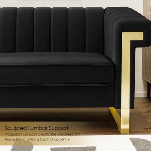 83" Velvet 3-Seater Tufted Sofa with Solid Wood Frame D633612