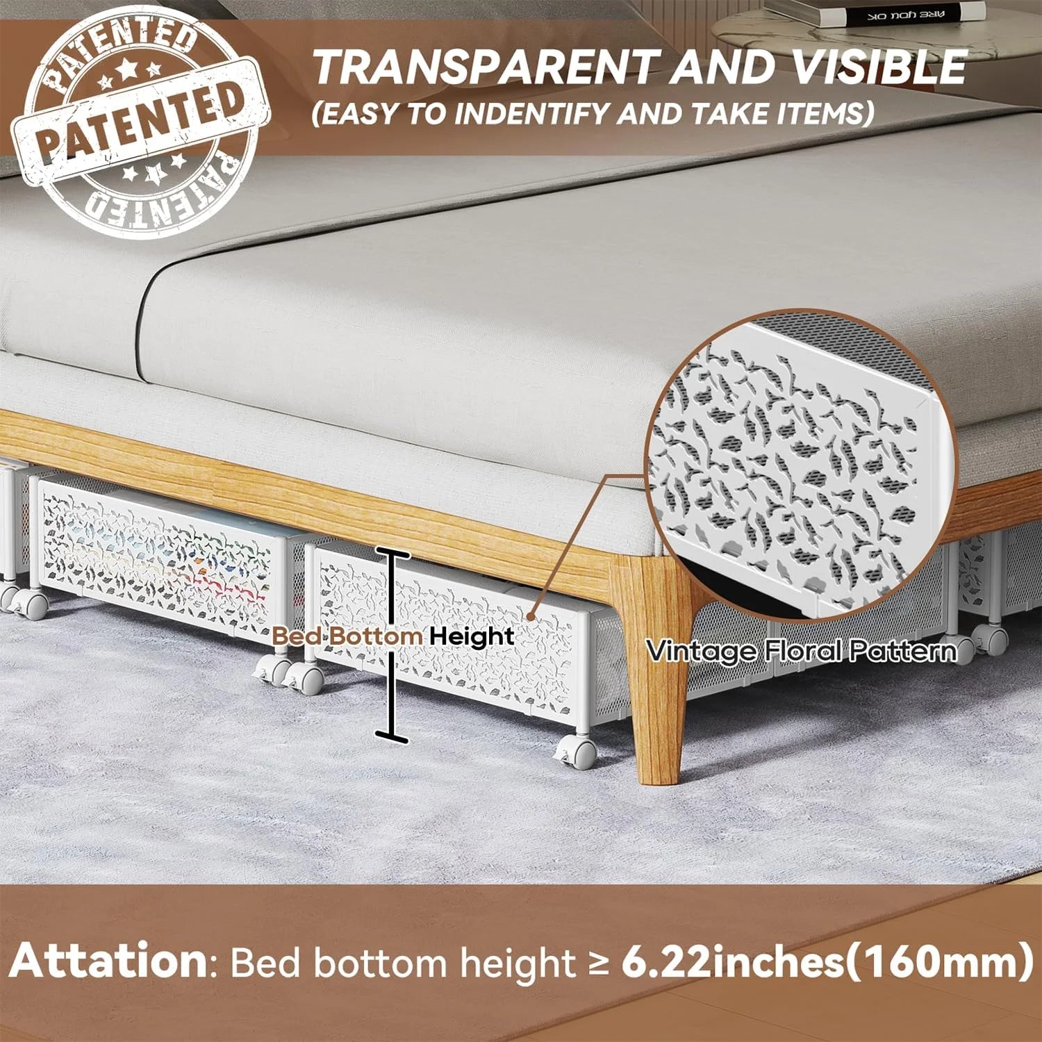 Under Bed Storage Containers with Wheels, 2 Pack W973
