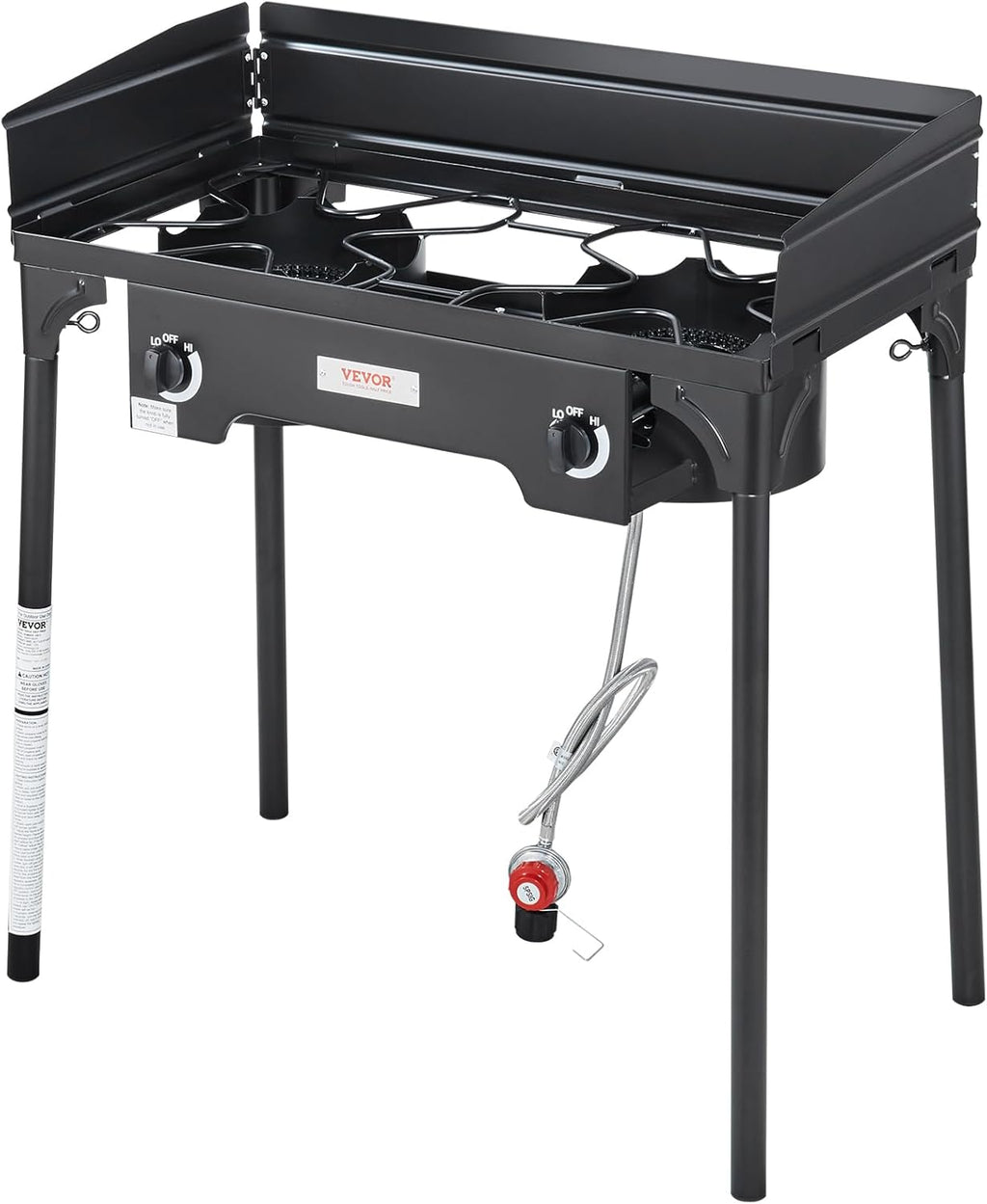 Outdoor Propane Burner, 2 Burner Stove with Windscreen, Heavy Duty Gas Cooker with Detachable Legs Stand K541773