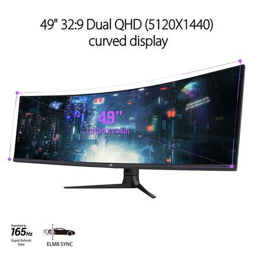 49" Ultra-wide Curved HDR Gaming Monitor, Dual QHD 165Hz F79653