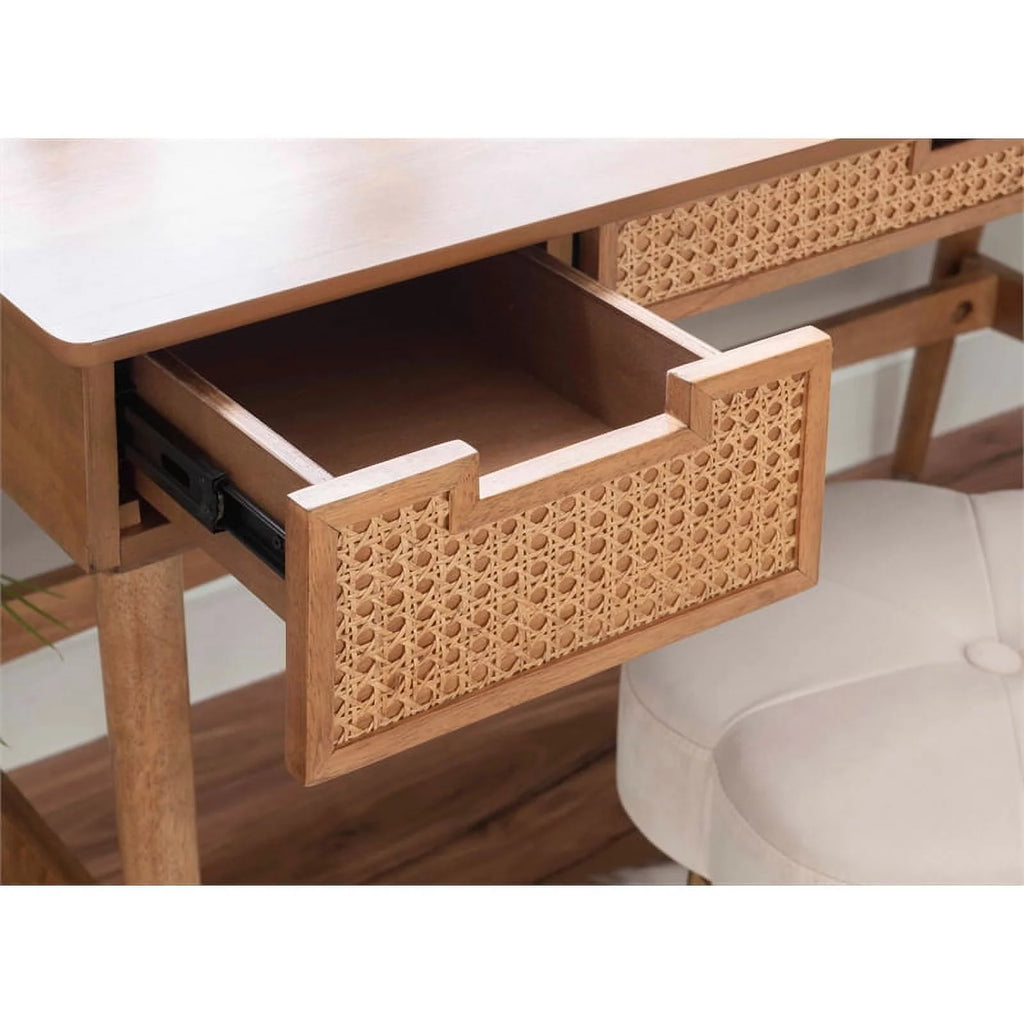 Rattan Wood Desk with Drawers E928273