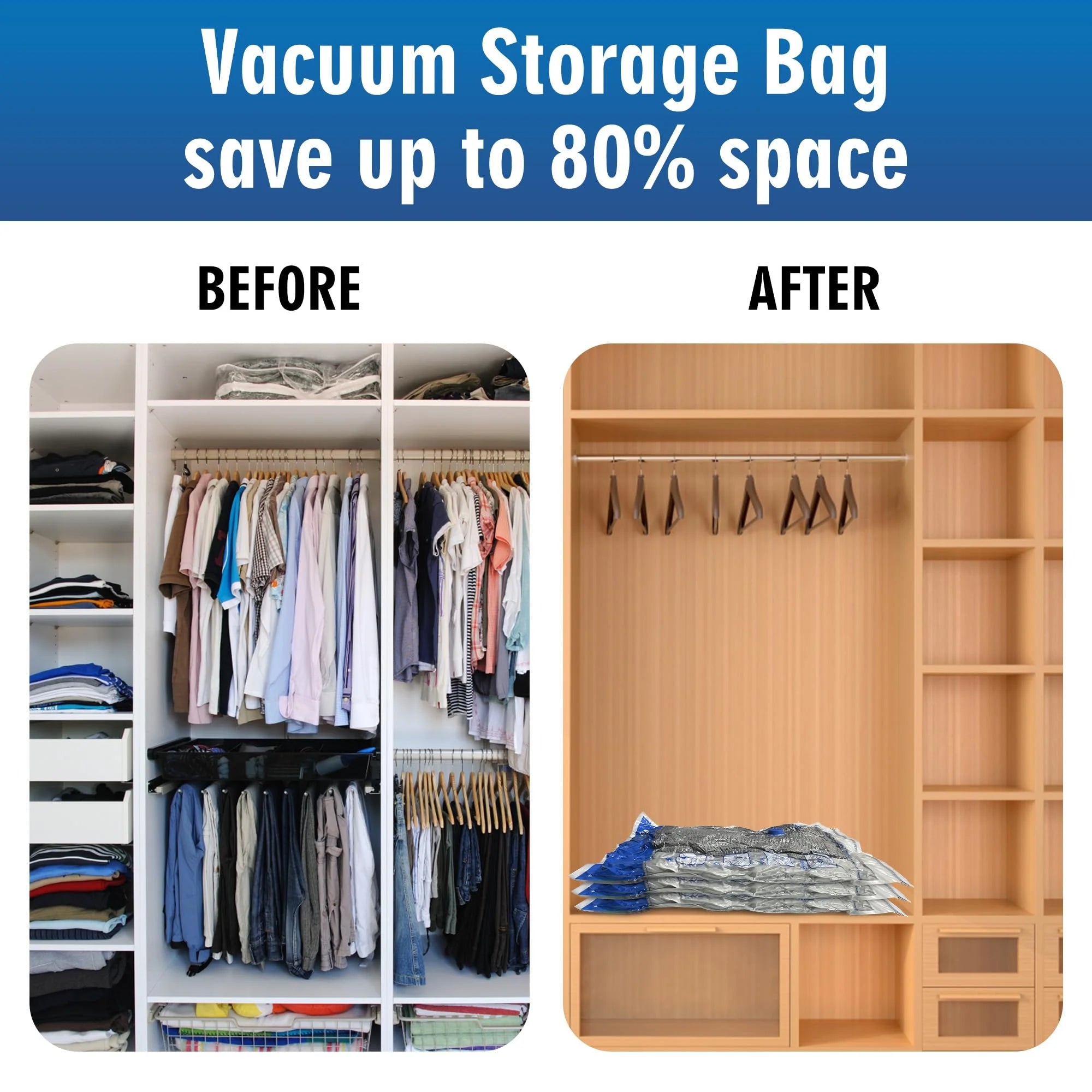 Jumbo Vacuum Storage Bags 8 Pack with Hand Pump Q135