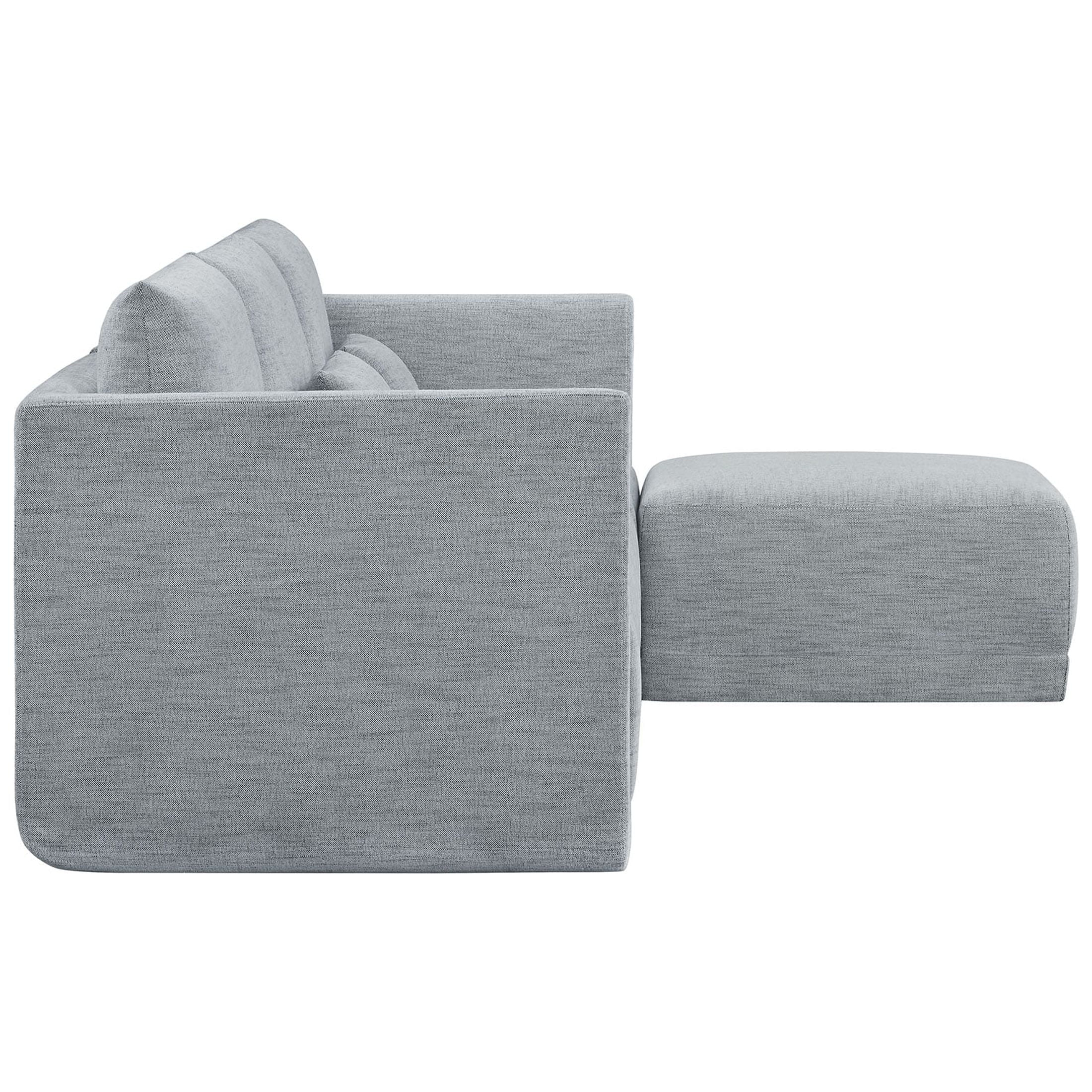 Modular Sectional Sofa with Ottoman, Gray Fabric R869