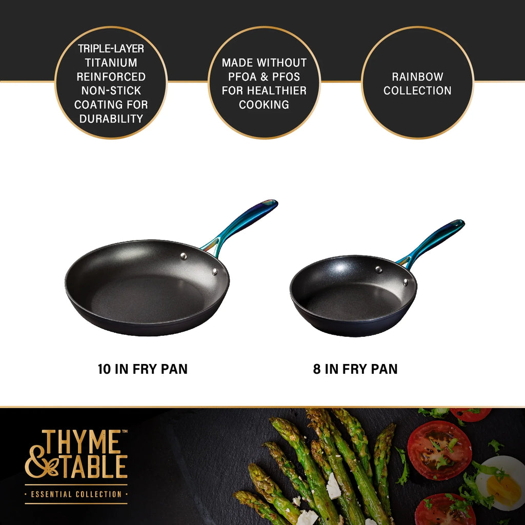 Non-Stick 12-Piece Cookware Set, Black & Rainbow A309