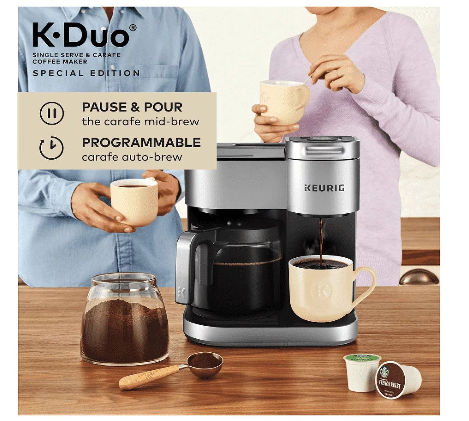 Single Serve and 12-Cup Drip Coffee Maker with K-Cup Pod Compatibility, Silver G8881