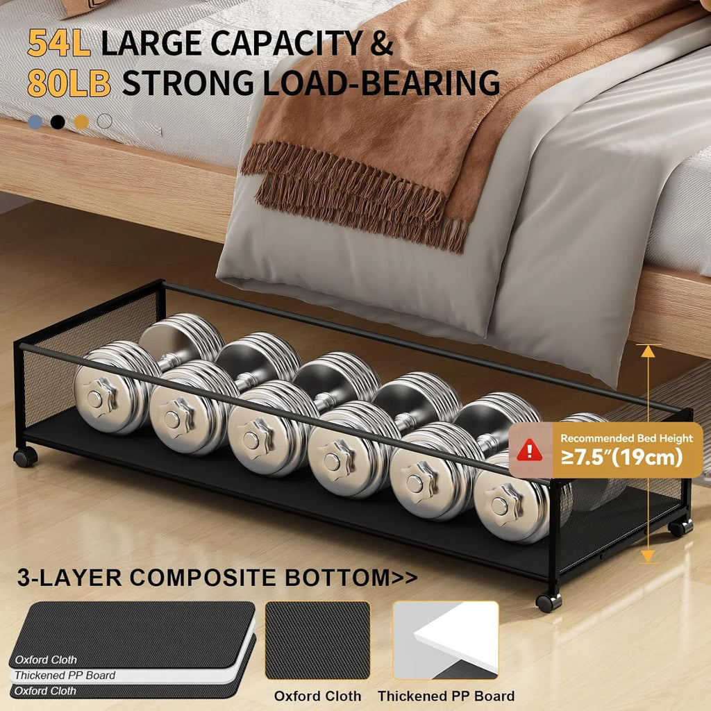 Under Bed Storage Containers with Wheels, Large 54L, 2 Pack I15764
