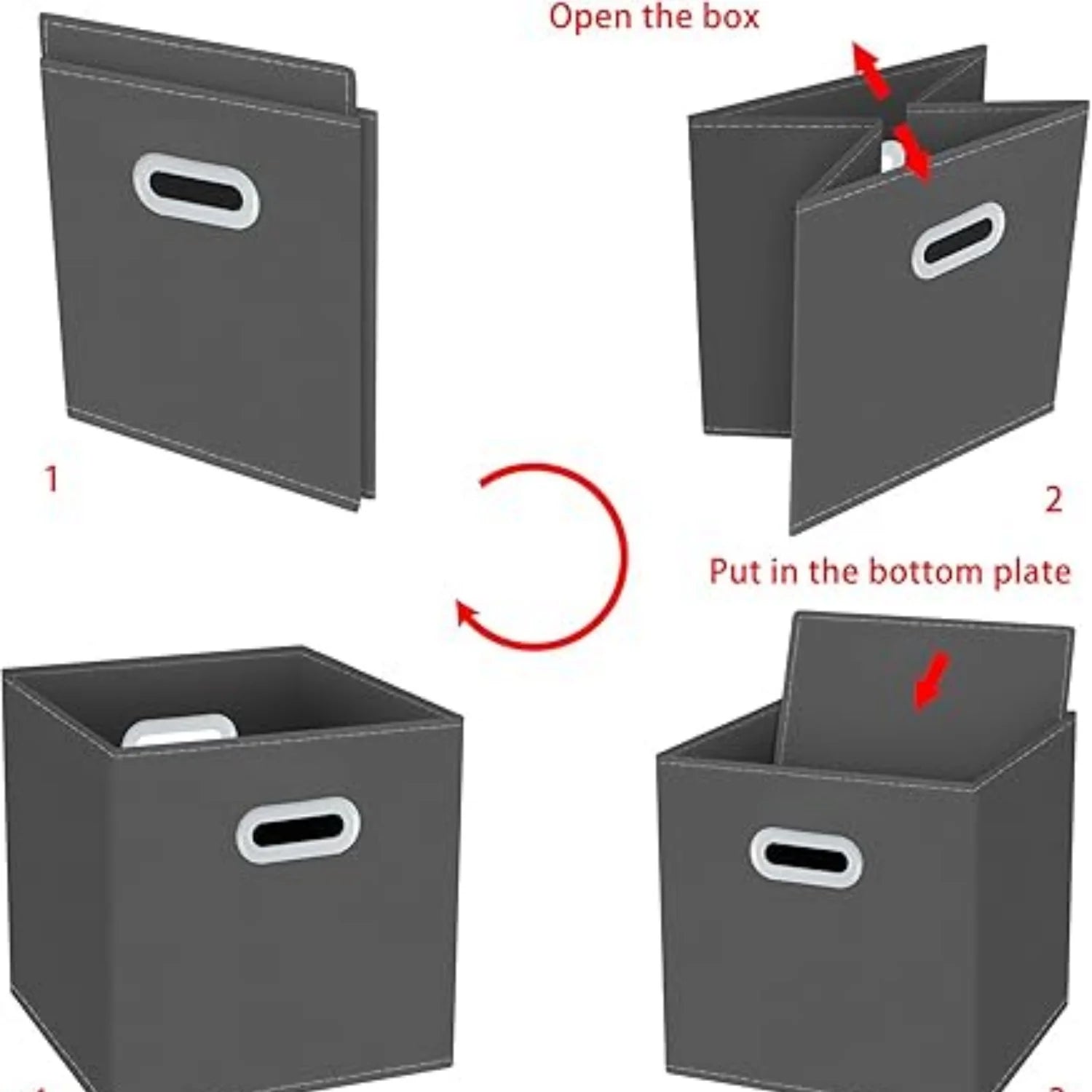 Fabric Cube Storage Bins with Handles, Foldable, 11x11x11, Set of 3 V49480